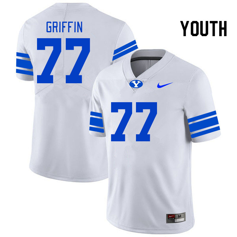 Youth #77 Jake Griffin BYU Cougars College Football Jerseys Stitched-White